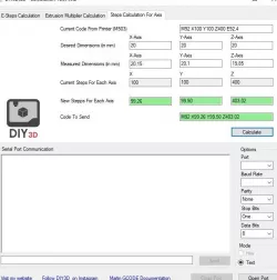 Calculation Tool for E-Steps, extrusion multiplicator and steps for X,Y, Z axis