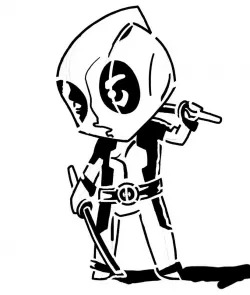 Chibi Deadpool stencil 3