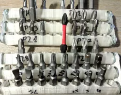 Drill bit holder. 3*10x holes. Wall mount with rotation.