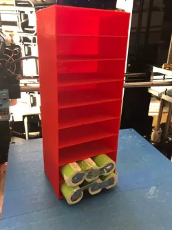 18650 Li-ion Battery Storage Shelves. Three 27 cell versions and one 36 cell version.