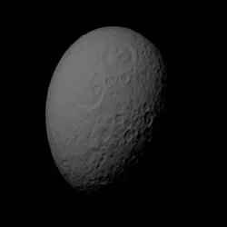 Rhea with known topography scaled one in ten million