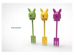 a rabbit-shaped portable fork and a pencil case