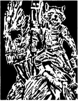 Rocket and Groot stencil