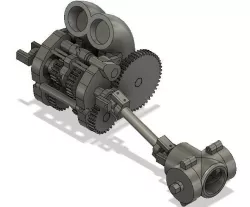 U-Joint Driveshaft and Differential for Toroidal Piston Engine and 2 Speed Gearbox (Without Engine and Gearbox)