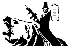 Abraham Lincoln riding bear stencil