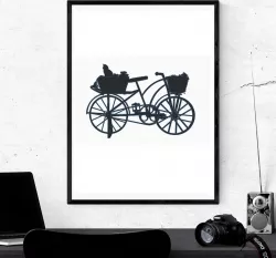 Bicycle with cat in basket - 2D Wall Art