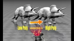 Low Poly 3D-character convertion to High Poly