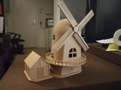 Rotating windmill + small house for electronics (f3d file included)