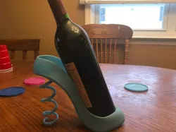 Wine Holder with Corkscrew Heel