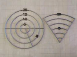 DnD AoE Spell Template Pieces - 15 30 Cone and 5 10 15 20 Circle