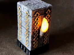 Dwarven Torch Pillar with Flickering LED Flame