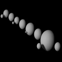 Largest TNOs and its moons shapes scaled one in ten million