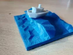 Low poly ship in the storm