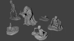 Necromancer and skeleton miniatures