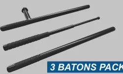 3 Batons Pack 1 Plus 1 Game ready Low Poly Low-poly  3D model