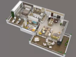 3d floorplan detailled modern 3D model