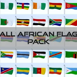 All African Flag Pack Low-poly  3D model