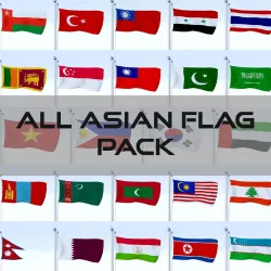 All Asian Flag Pack Low-poly  3D model