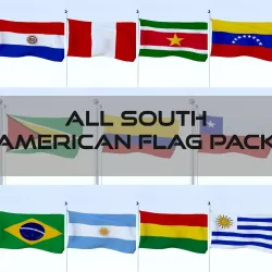 All South American Flag Pack Low-poly  3D model