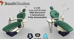 Animated Dental Chair Low-poly  3D model