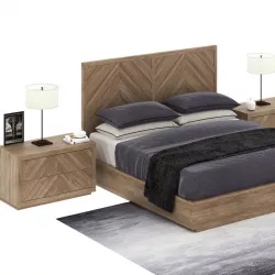 Bed with wooden base Restoration Hardware HERRINGBONE 3D model