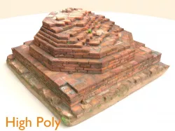 Brick Pillar Base Low-poly  3D model