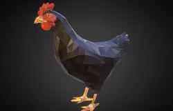 Christmas Chicken Black Low Polygon Art Bird Low-poly  3D model