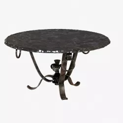 Custom made metal frame table with black basalt polished top 3D model