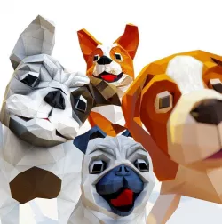 Dog pack Low-poly  3D model
