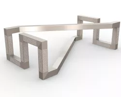 Glass table with tubular structure with frets n