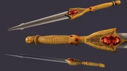 Golden Cherubim Fantasy Sword Low-poly  3D model