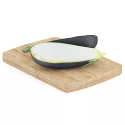 Halved Eggplant on Wooden Board 3D model