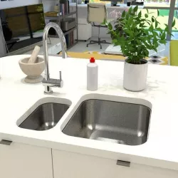 kitchen sink double inset 2 Low-poly  3D model