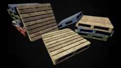 Low Poly PBR Wooden Pallets Low-poly  3D model