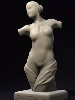 Marble Female Torst Bust Sculpture - OBJ ZTL HIP 3D model