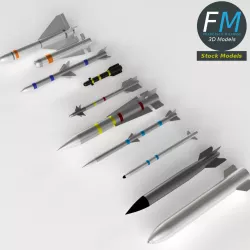 Missiles and Bombs collection scene Low-poly  3D model