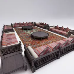 Moroccan Sofa Set with Tables and Carpet 3D model