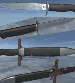 NR40 soviet ww2 combat knife with shealth Low-poly  3D model