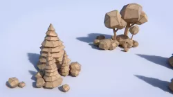 Paper Trees and Bushes Low-poly  3D model