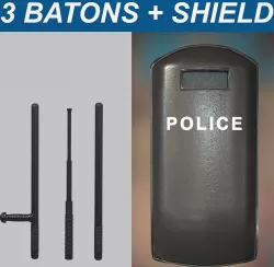 Police Batons and Shield 1 Plus 1 Pack Low-poly  3D model