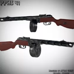 PPSH 41 Machine Gun 3D Model - WWII Low-poly  3D model