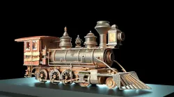 Rustic Steam Train Locomotive 3D model