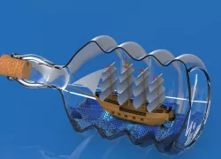Sailing ship in the bottle