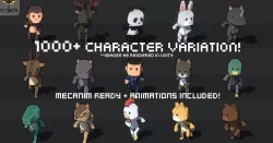 Simple 1000 Characters Pack Low-poly  3D model