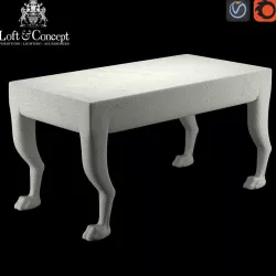 STOOL ARTHUR LONG BENCH Low-poly  3D model