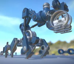 The Walking Mech Neck Blue Version Low-poly  3D model