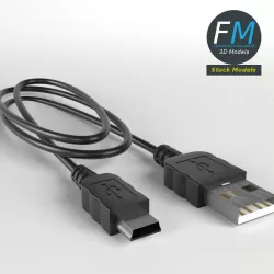 USB Cable with USB A and MINI USB plugs 3D model