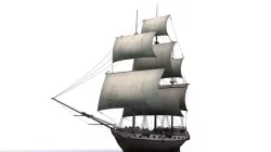 Warship brig Low-poly  3D model