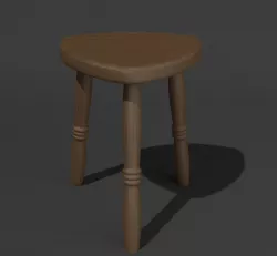 Wooden tripod stool 3D model