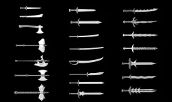 World Weapon Set Collection Swords and axes set of 22 models 3D model